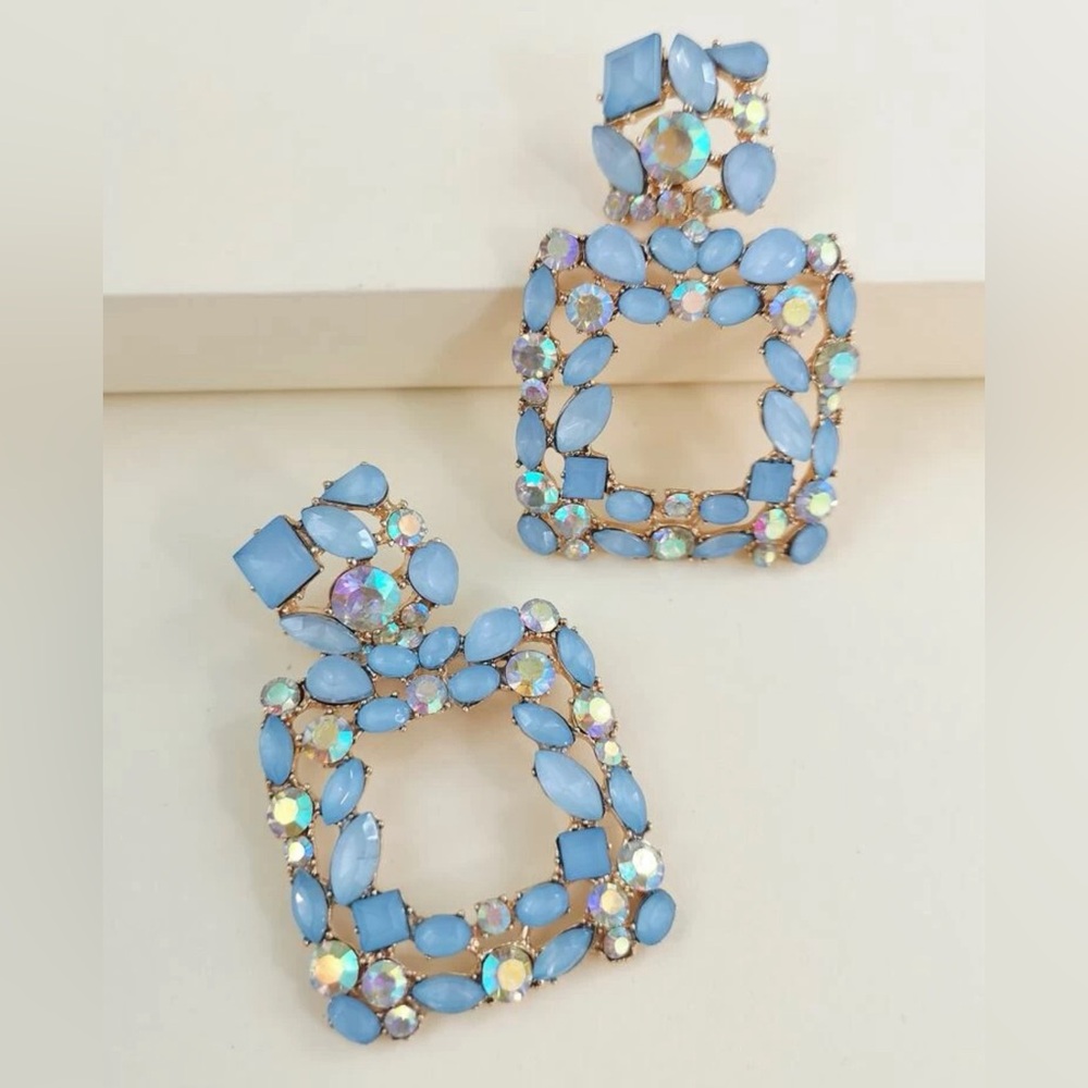 Rhinestone Geometric Earrings Glamorous Fashion Women Party Night Sexy Jewelry